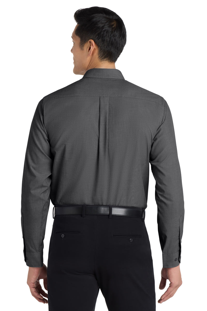Port Authority Tall Crosshatch Easy Care Shirt - Soft Black