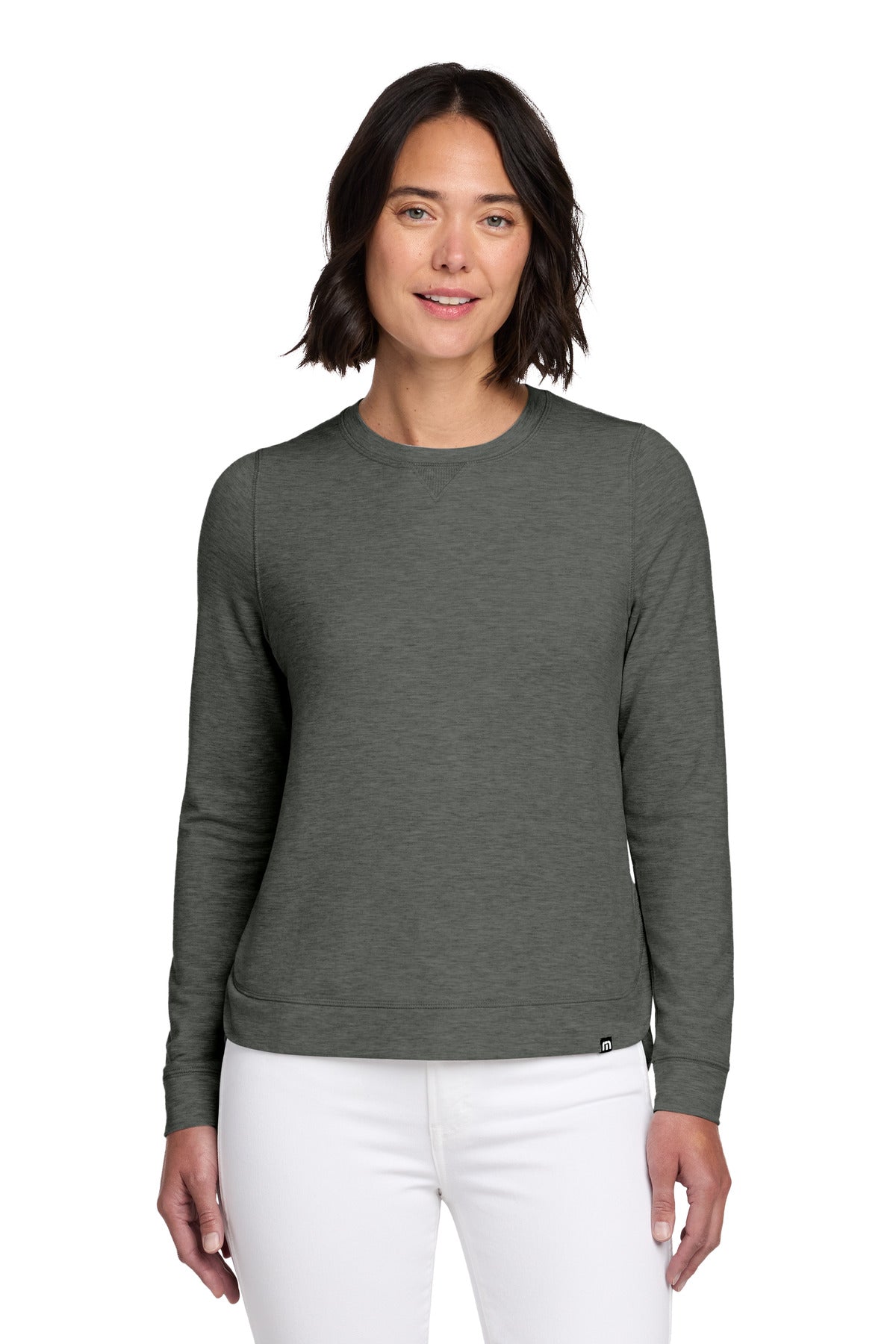 TravisMathew Women's Long Weekend Crew - Dark Grey Heather