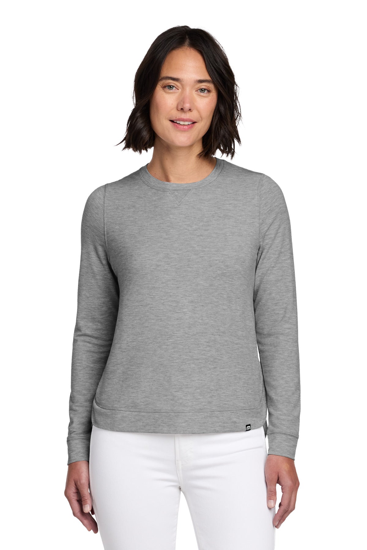 TravisMathew Women's Long Weekend Crew - Light Grey Heather