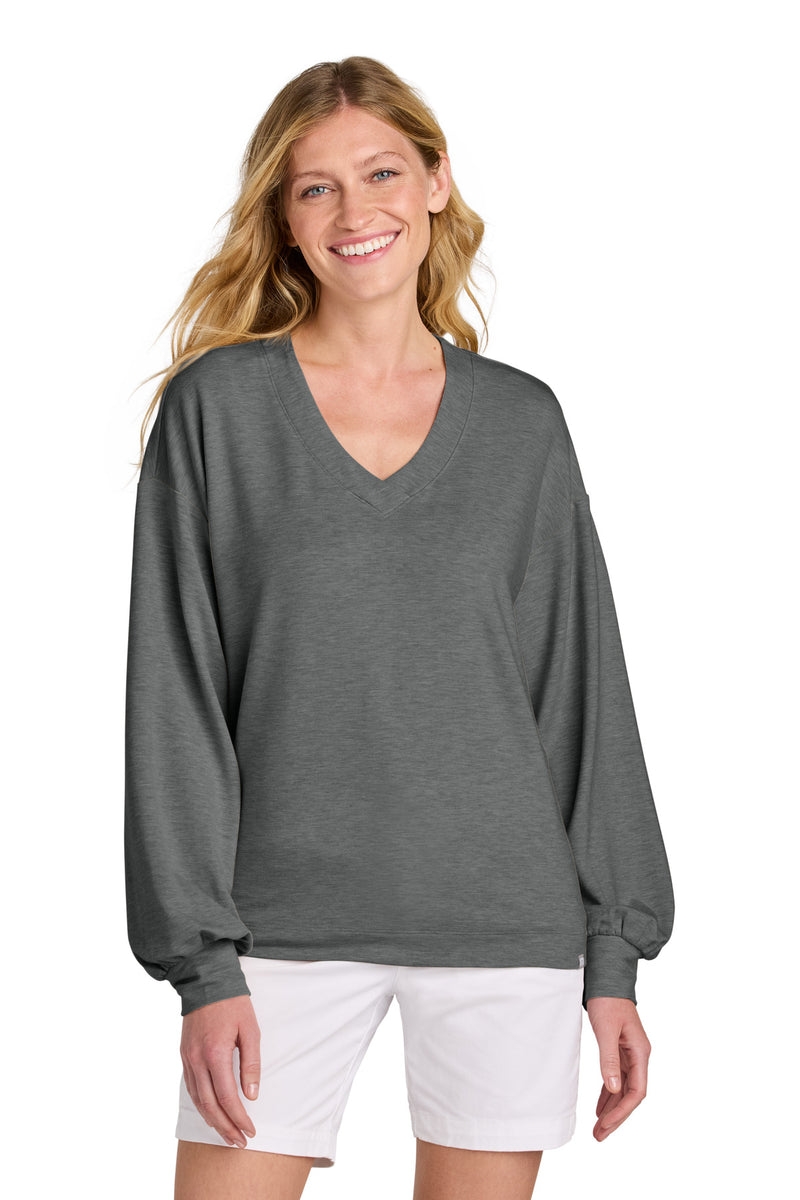 TravisMathew Women's Long Weekend V-Neck - Dark Grey Heather