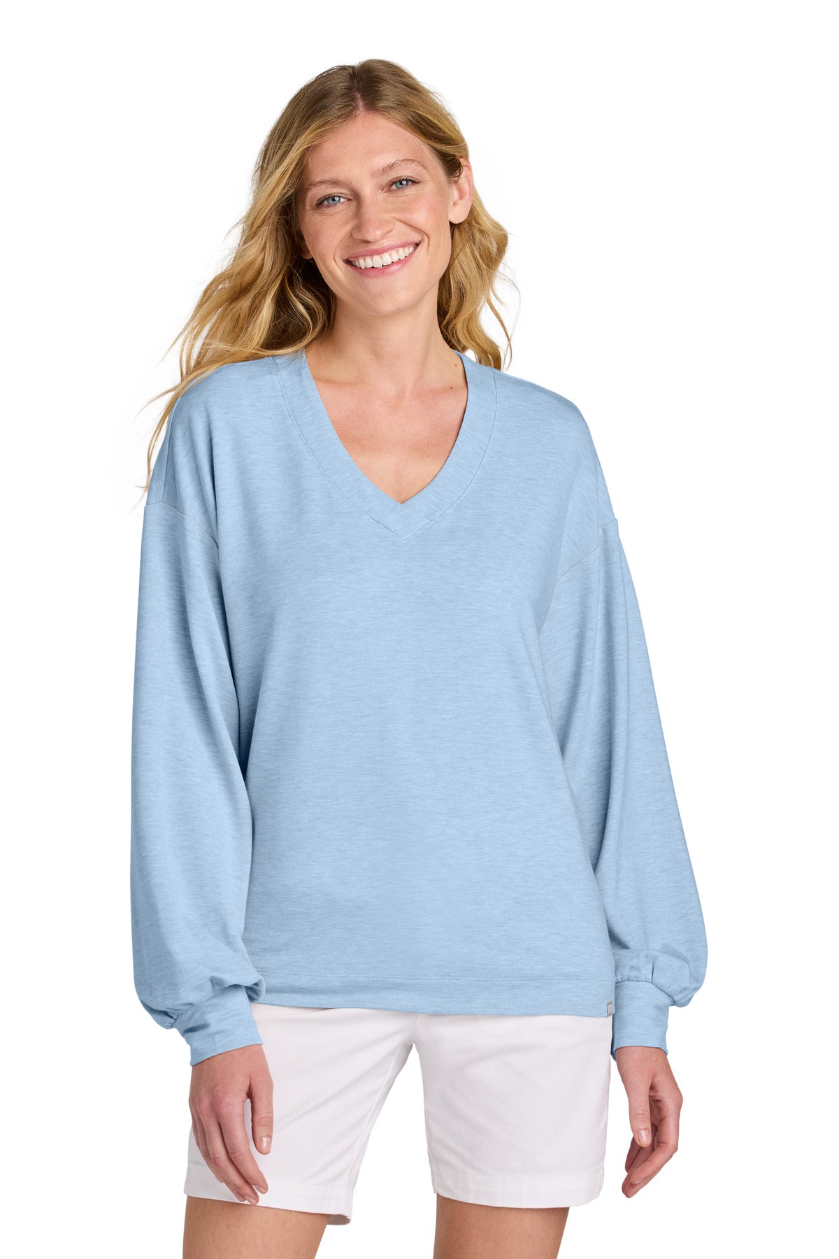 TravisMathew Women's Long Weekend V-Neck - Kentucky Blue Heather