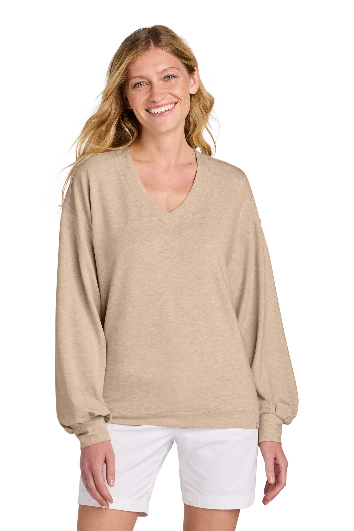 TravisMathew Women's Long Weekend V-Neck - Natural Heather