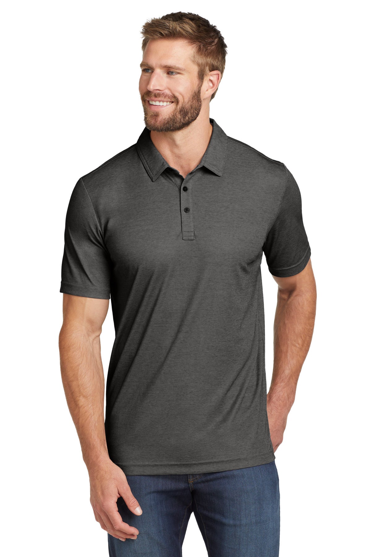 TravisMathew Oceanside Heather Polo - Black Heather