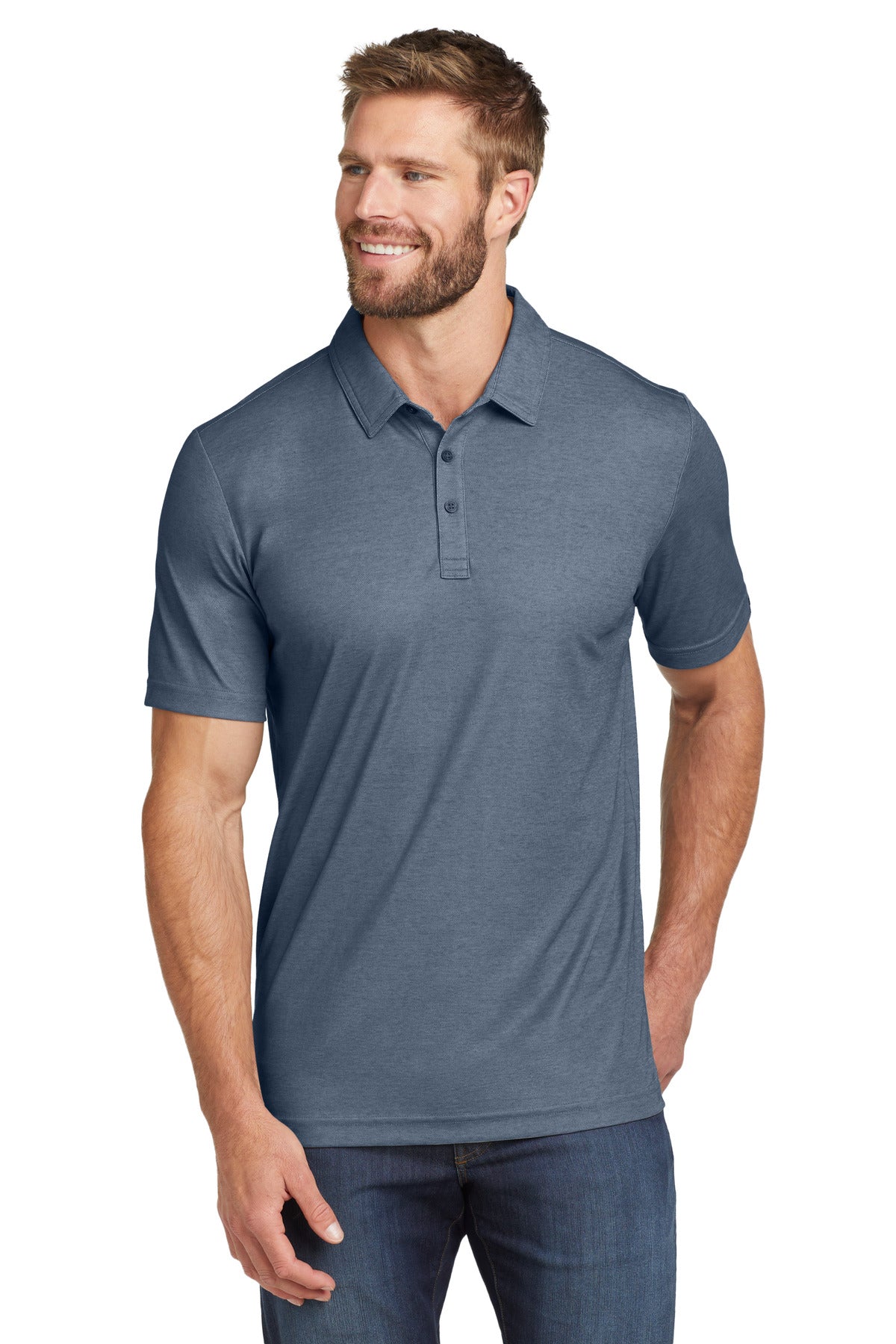 TravisMathew Oceanside Heather Polo - Blue Nights Heather