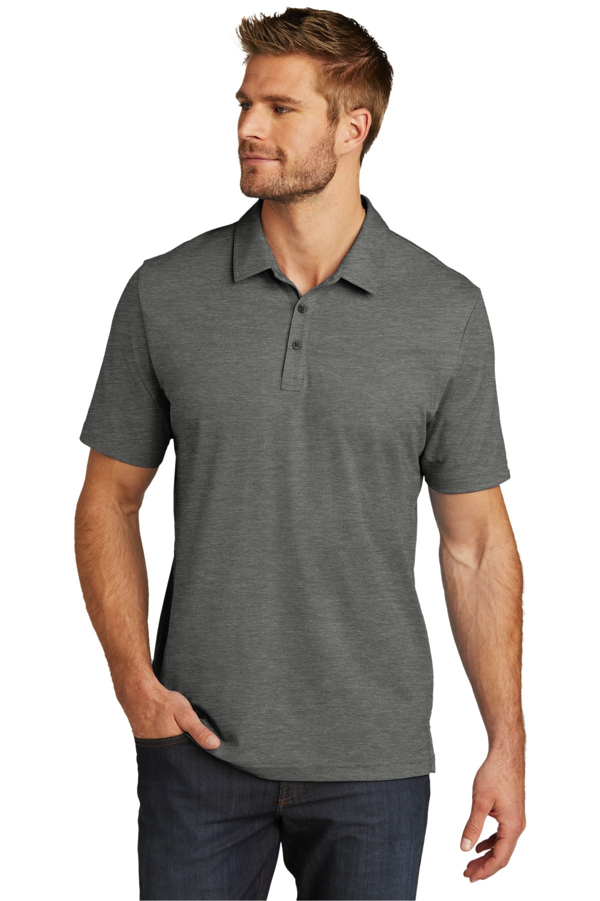 TravisMathew Oceanside Heather Polo - Quiet Shade Grey Heather