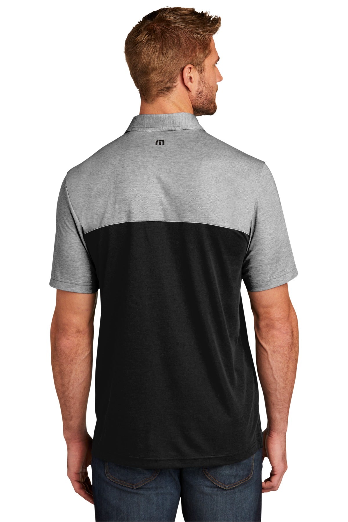 TravisMathew Oceanside Blocked Polo - Black Heather/ Black