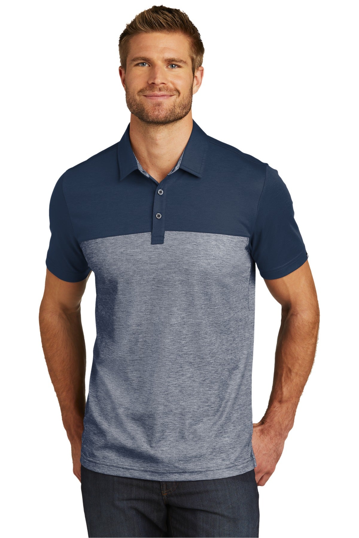 TravisMathew Oceanside Blocked Polo - Blue Nights/ Blue Nights Heather