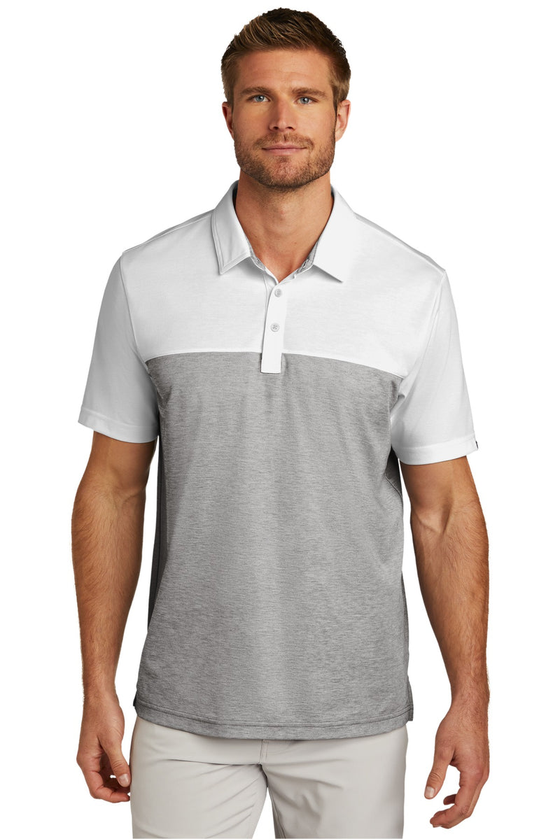 TravisMathew Oceanside Blocked Polo - White/ Quiet Shade Grey Heather