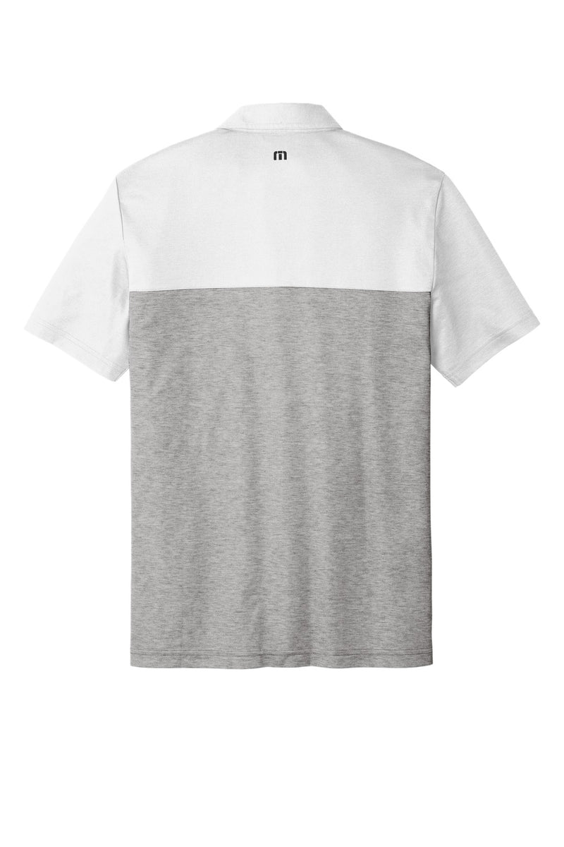 TravisMathew Oceanside Blocked Polo - White/ Quiet Shade Grey Heather