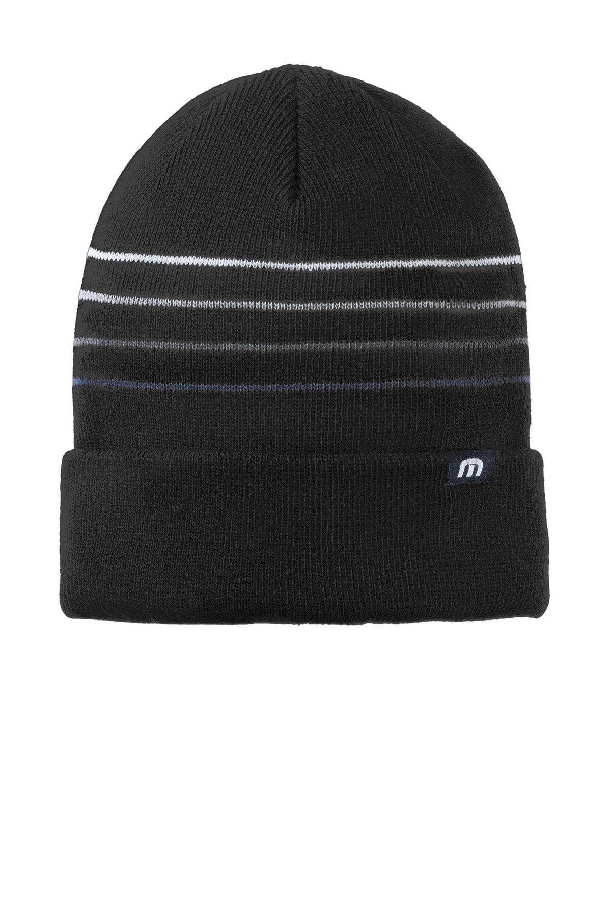 TravisMathew Striped Cuffed Beanie - Black