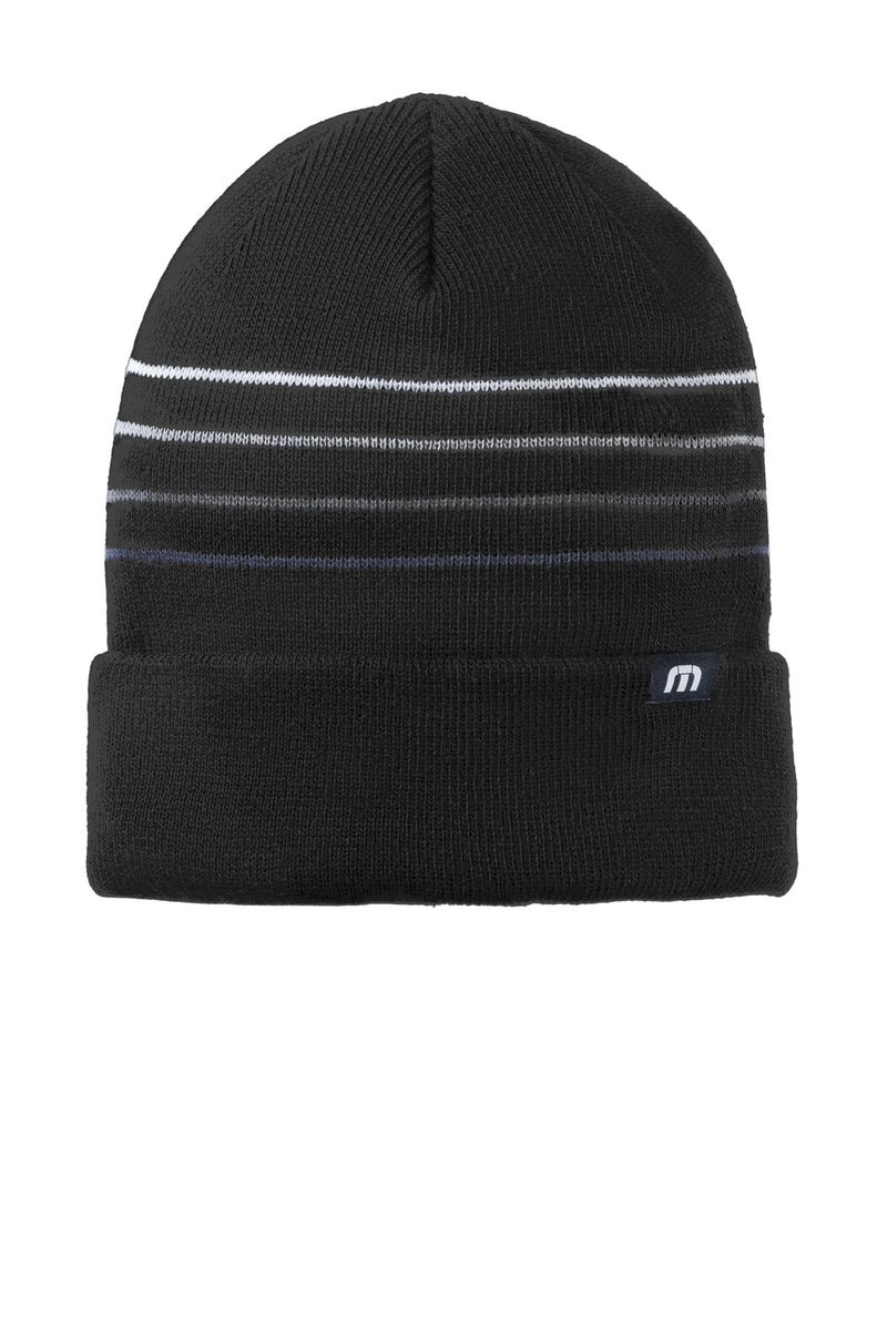 TravisMathew Striped Cuffed Beanie - Black