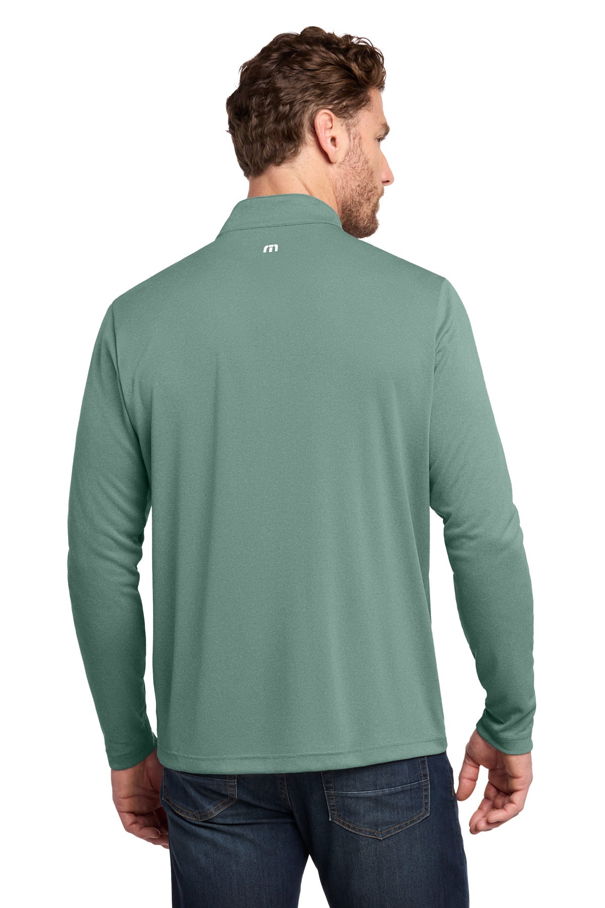 TravisMathew Coto Performance 1/4-Zip - Beryl Green Heather