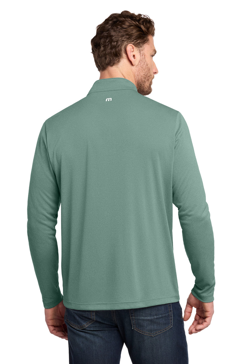 TravisMathew Coto Performance 1/4-Zip - Beryl Green Heather