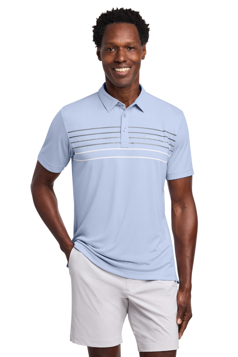 TravisMathew Coto Performance Chest Stripe Polo - Kentucky Blue Heather