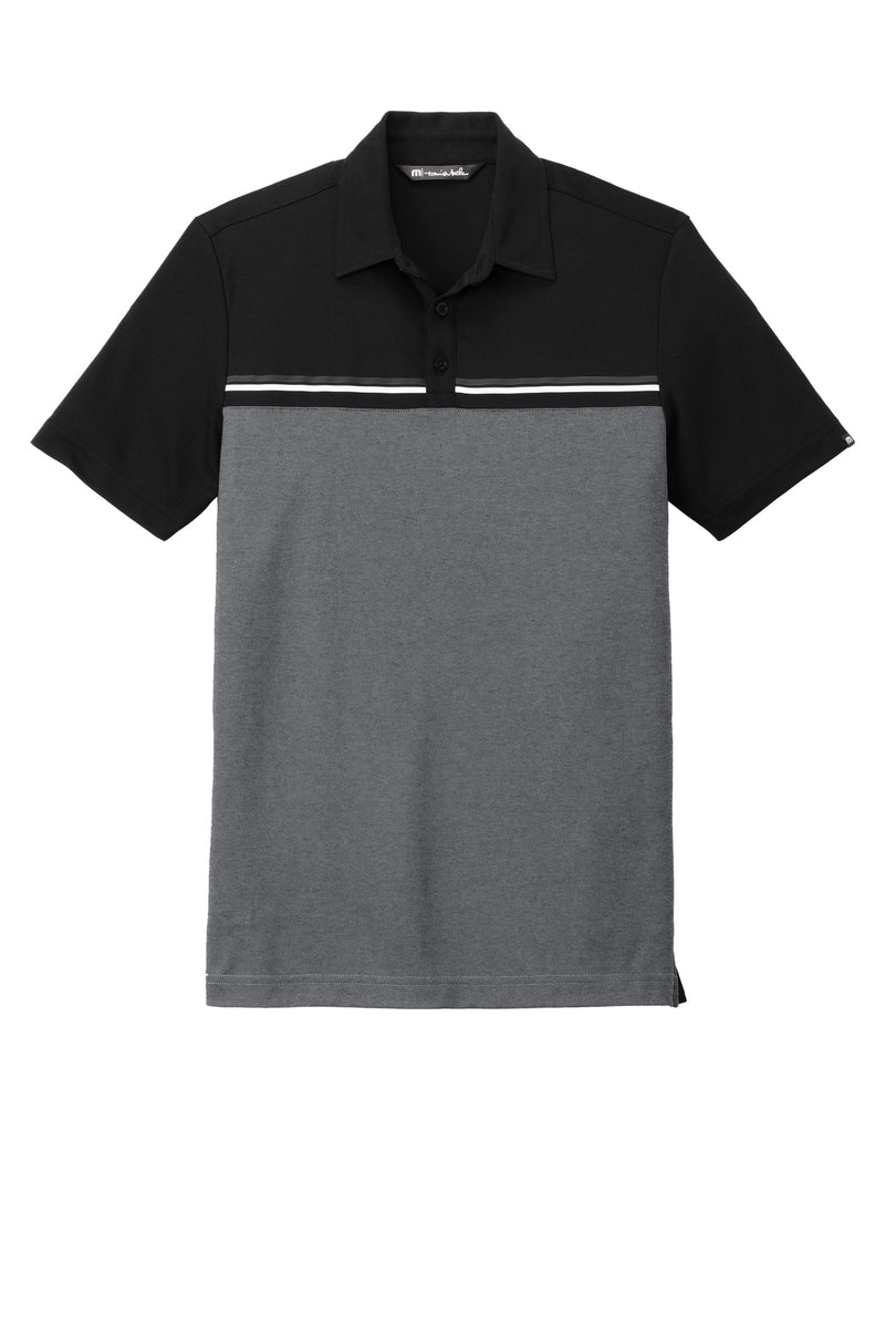 TravisMathew Sunset Blocked Polo - Black/ Dark Grey Heather