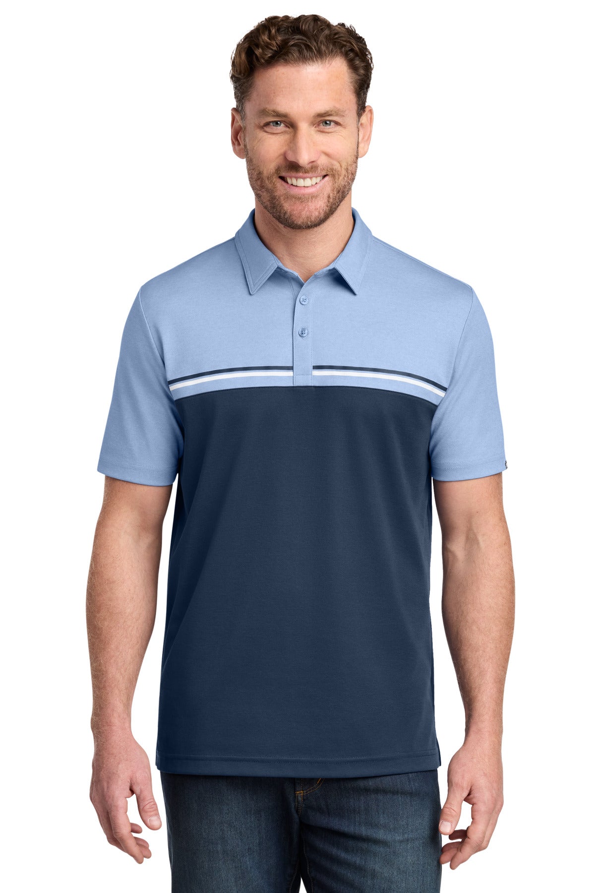 TravisMathew Sunset Blocked Polo - Riviera Heather/ Blue Nights
