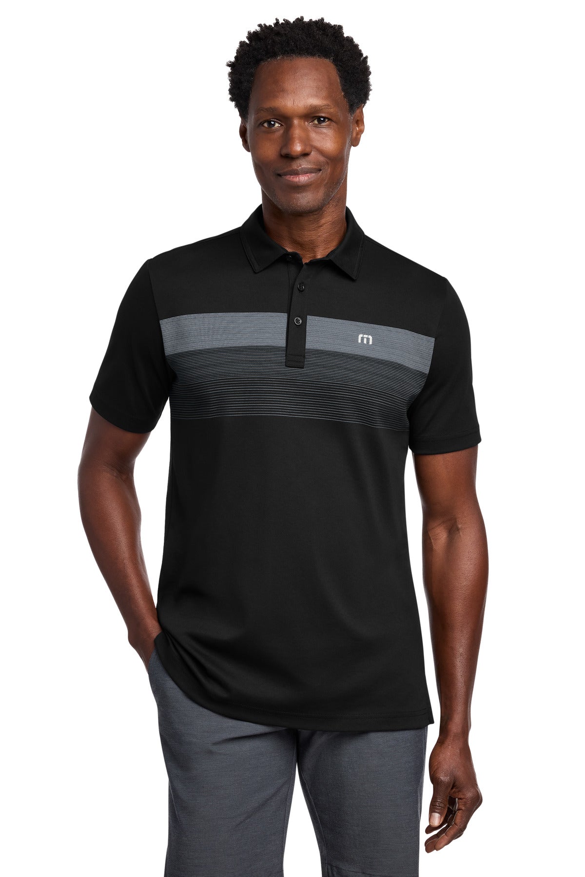 TravisMathew Coastal Chest Stripe Polo - Black