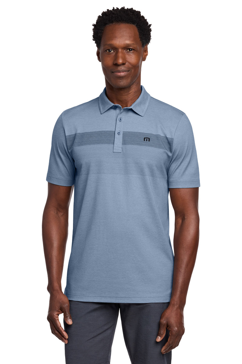 TravisMathew Coastal Chest Stripe Polo - Opal Blue Heather
