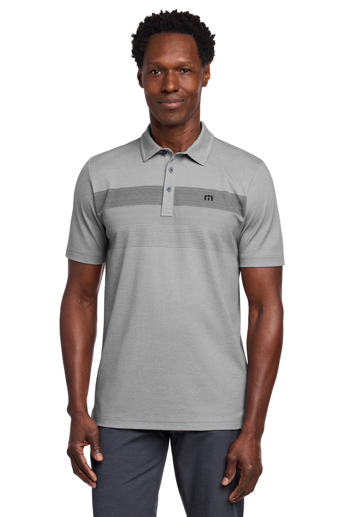 TravisMathew Coastal Chest Stripe Polo - Quiet Shade Grey Heather