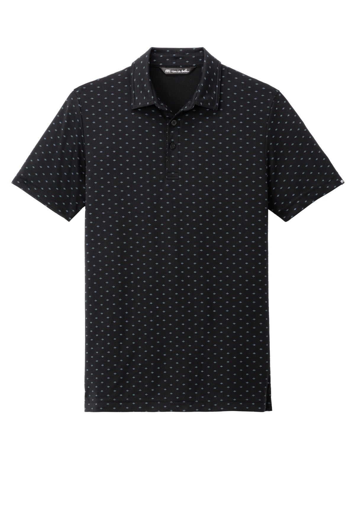 TravisMathew Oceanside Geo Polo - Black/ Aegean Blue