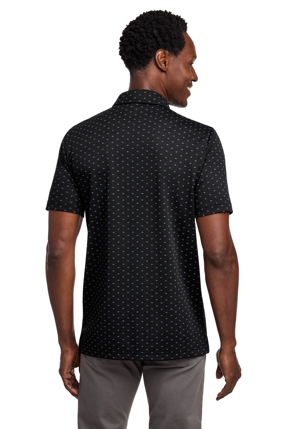 TravisMathew Oceanside Geo Polo - Black/ Aegean Blue