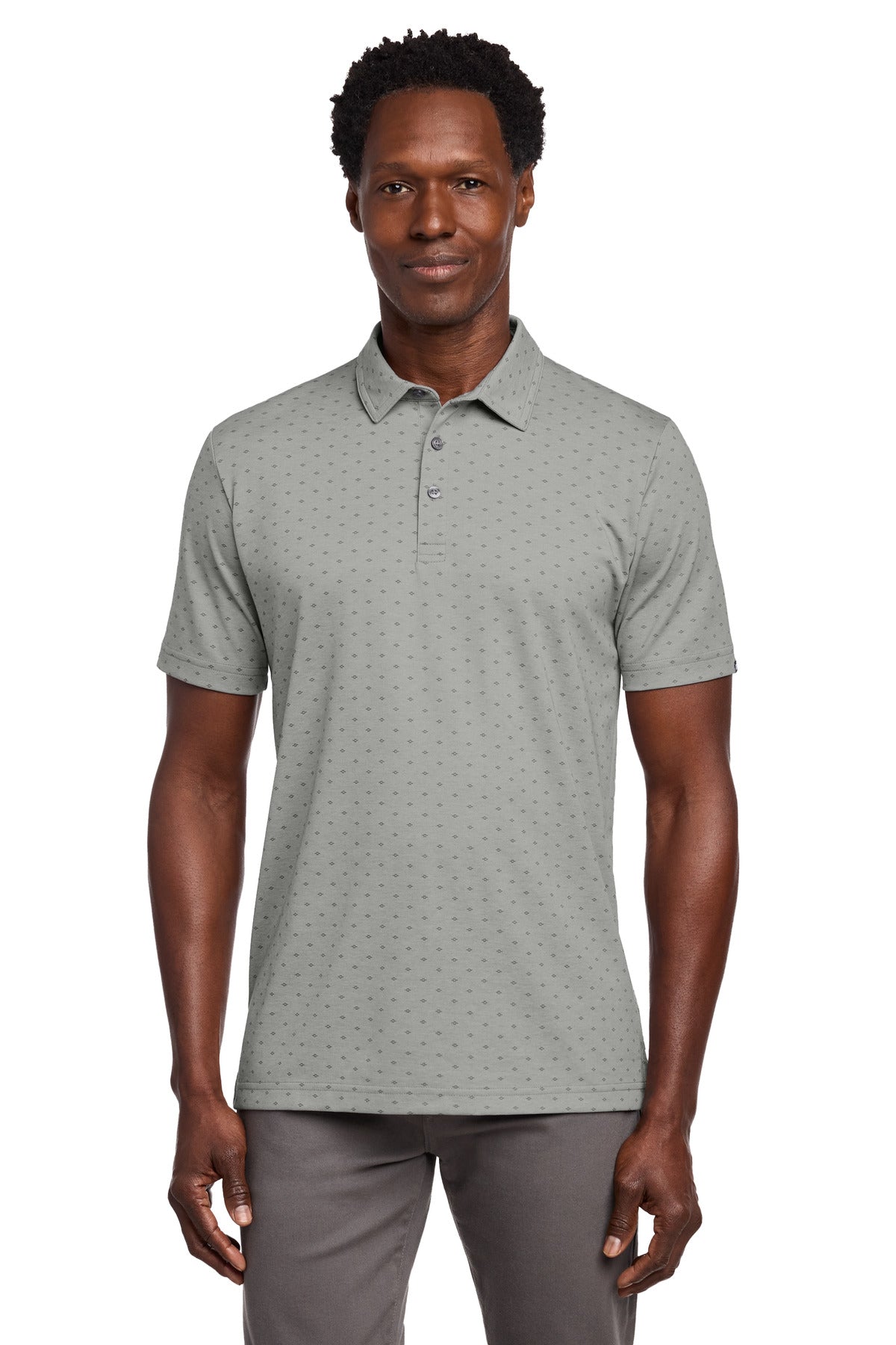TravisMathew Oceanside Geo Polo - Quiet Shade Grey Heather/ Dark Grey