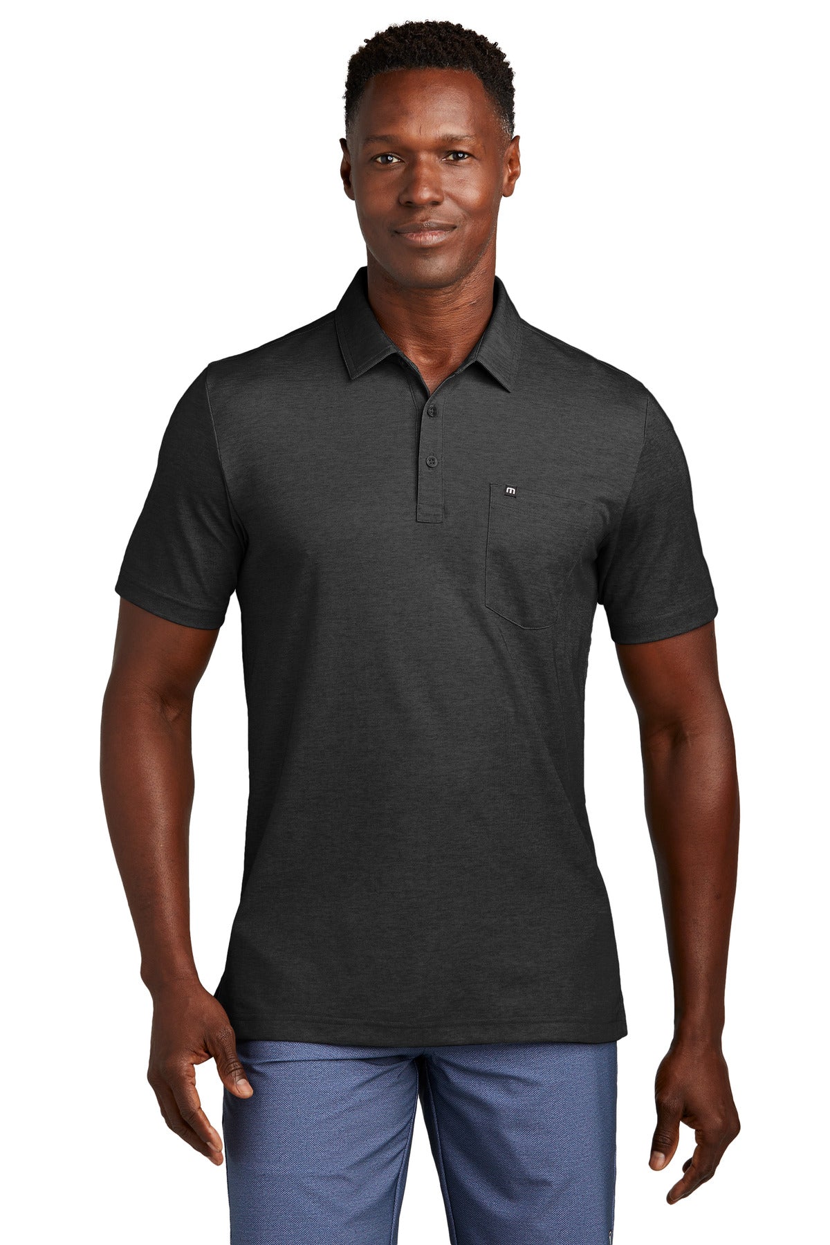 TravisMathew Oceanside Heather Pocket Polo - Black Heather