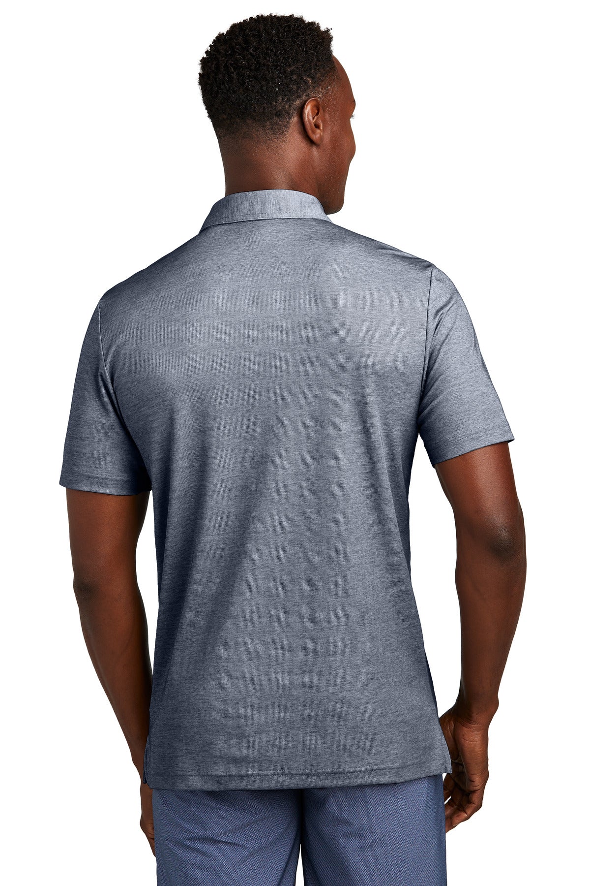 TravisMathew Oceanside Heather Pocket Polo - Blue Nights Heather model back