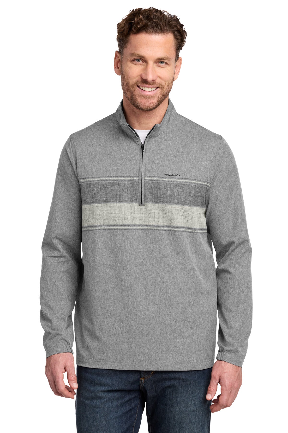 TravisMathew Balboa Chest Stripe 1/4-Zip - Dark Grey Heather