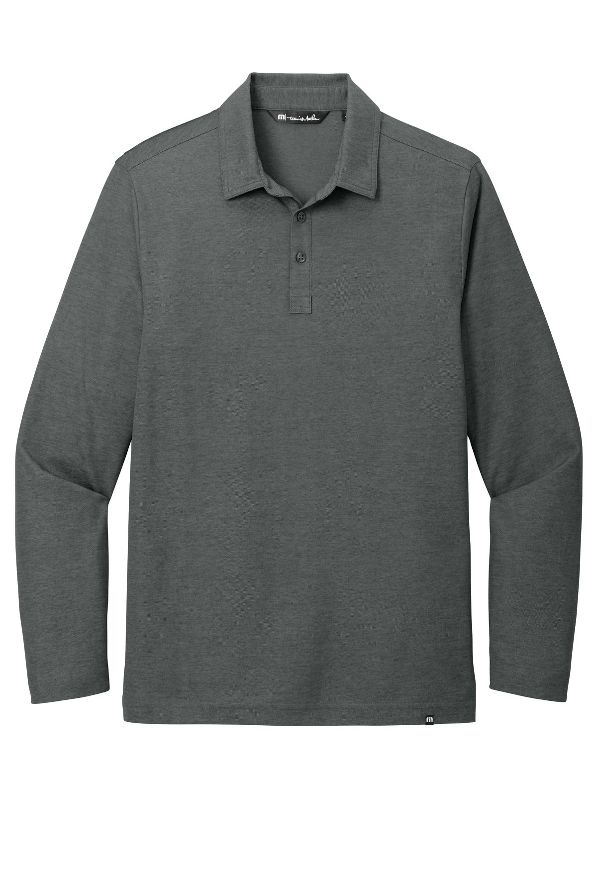 TravisMathew Oceanside Heather Long Sleeve Polo - Black Heather
