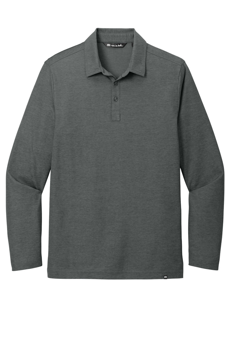 TravisMathew Oceanside Heather Long Sleeve Polo - Black Heather