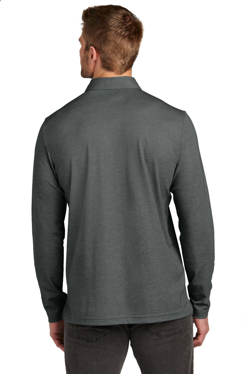 TravisMathew Oceanside Heather Long Sleeve Polo - Black Heather