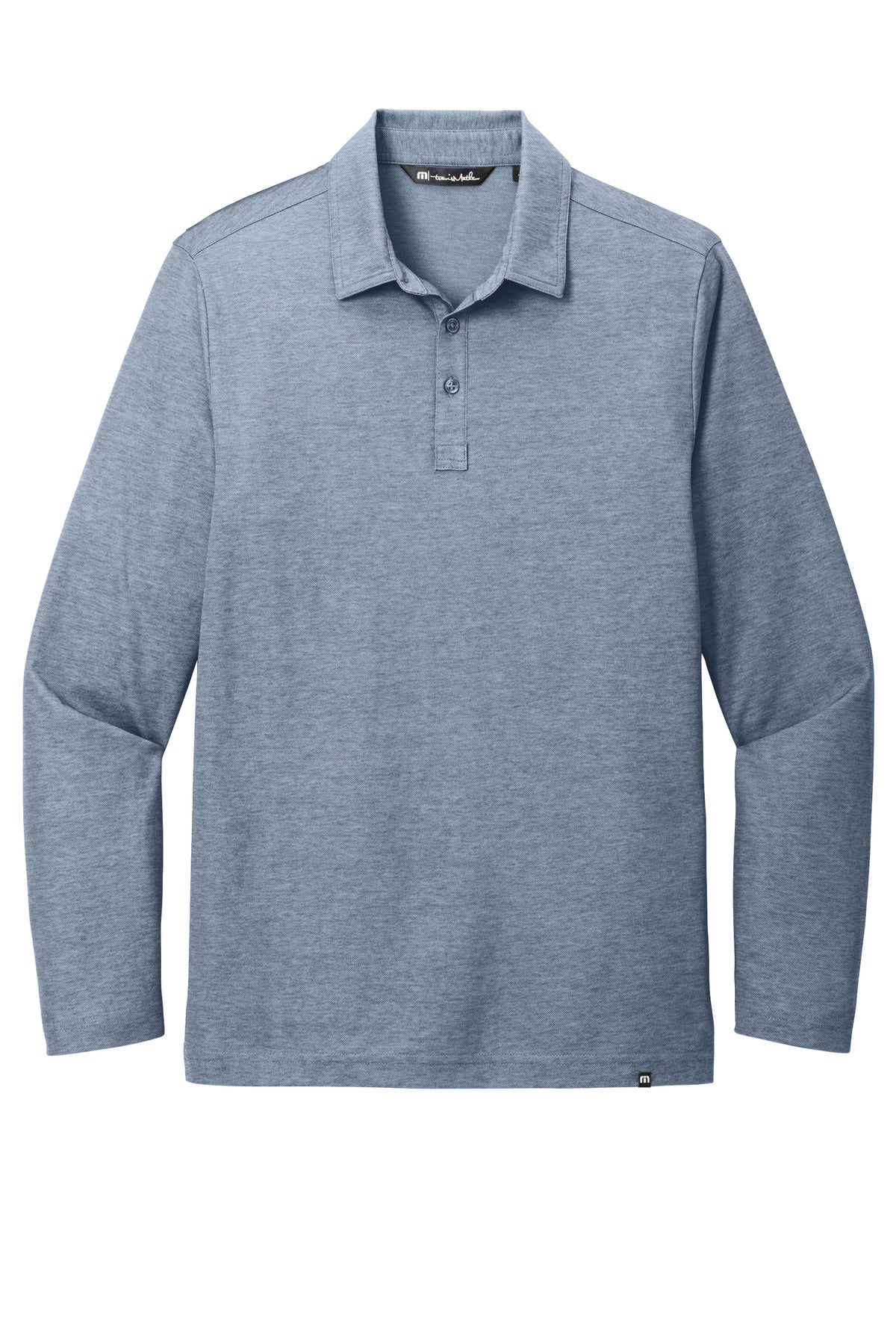 TravisMathew Oceanside Heather Long Sleeve Polo - Blue Nights Heather