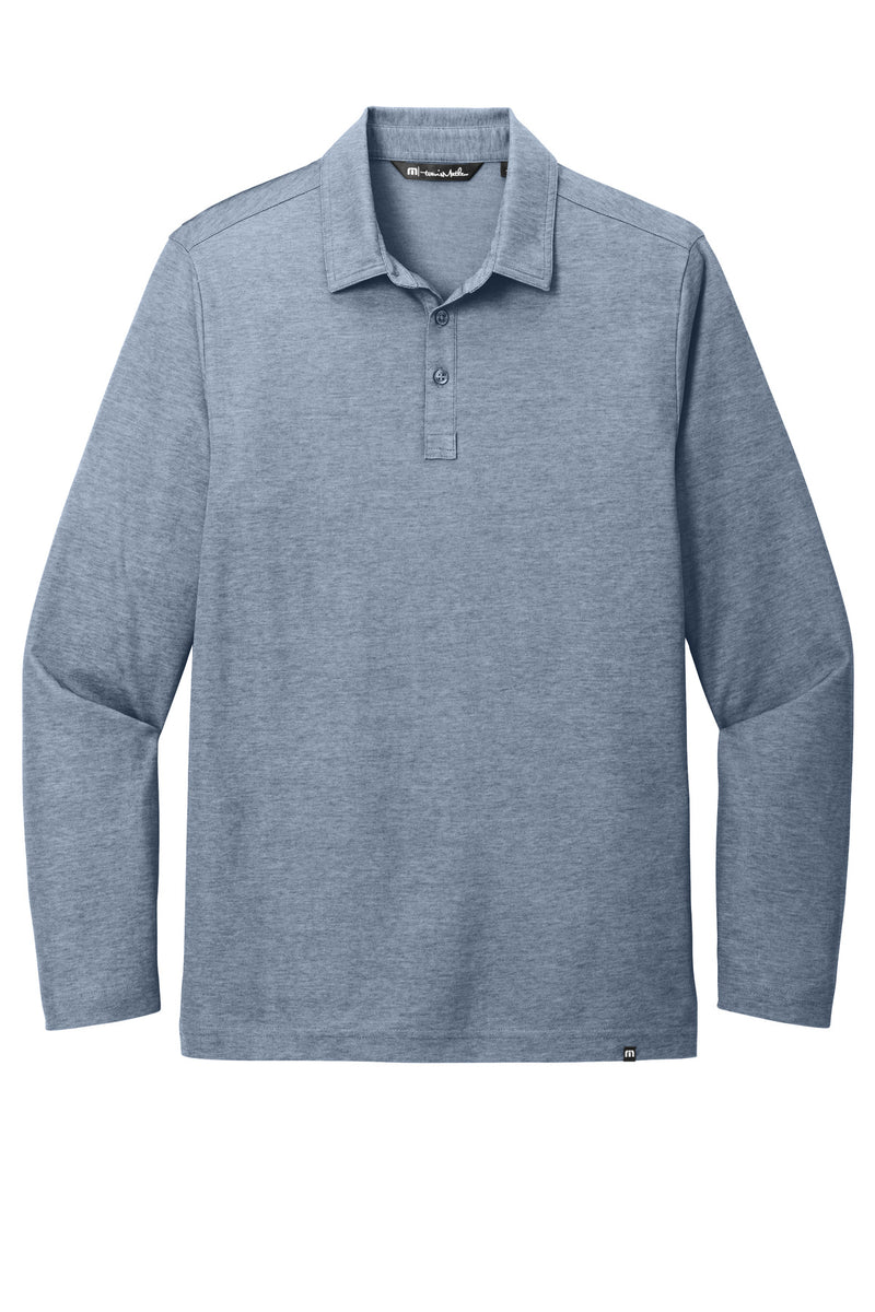 TravisMathew Oceanside Heather Long Sleeve Polo - Blue Nights Heather