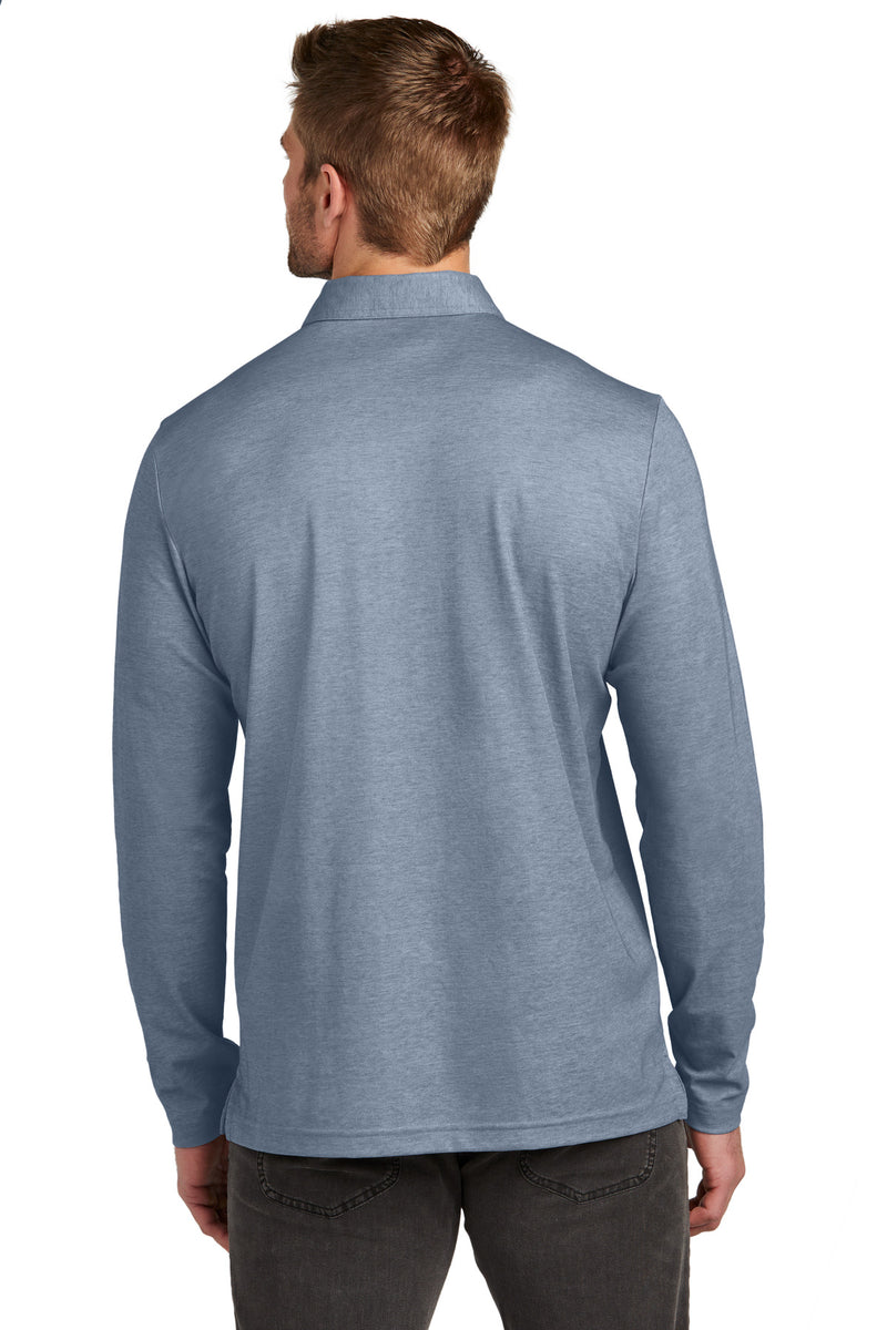 TravisMathew Oceanside Heather Long Sleeve Polo - Blue Nights Heather