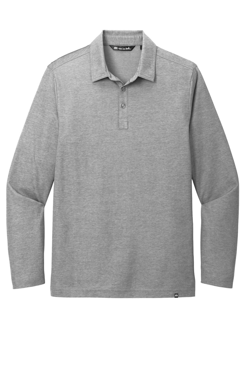 TravisMathew Oceanside Heather Long Sleeve Polo - Quiet Shade Grey Heather