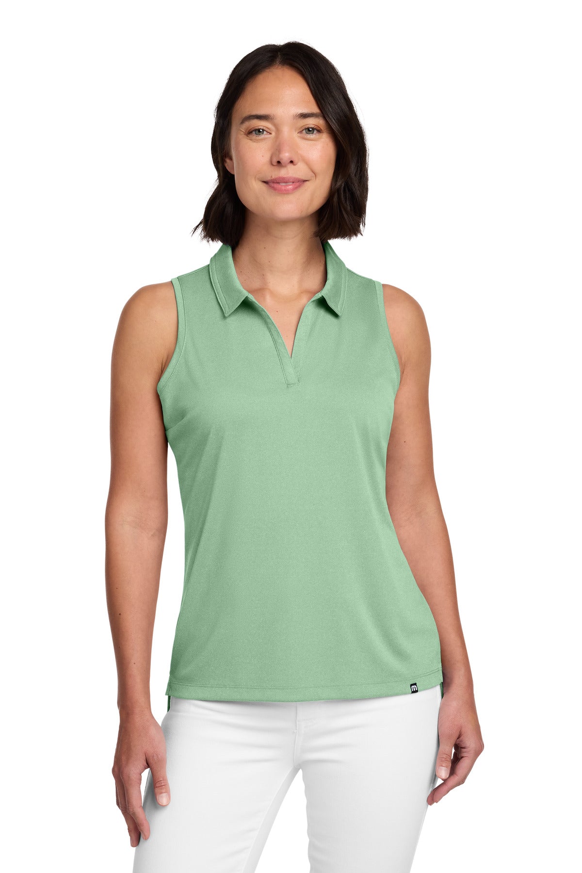 TravisMathew Women's Coto Performance Sleeveless Polo - Beryl Green Heather