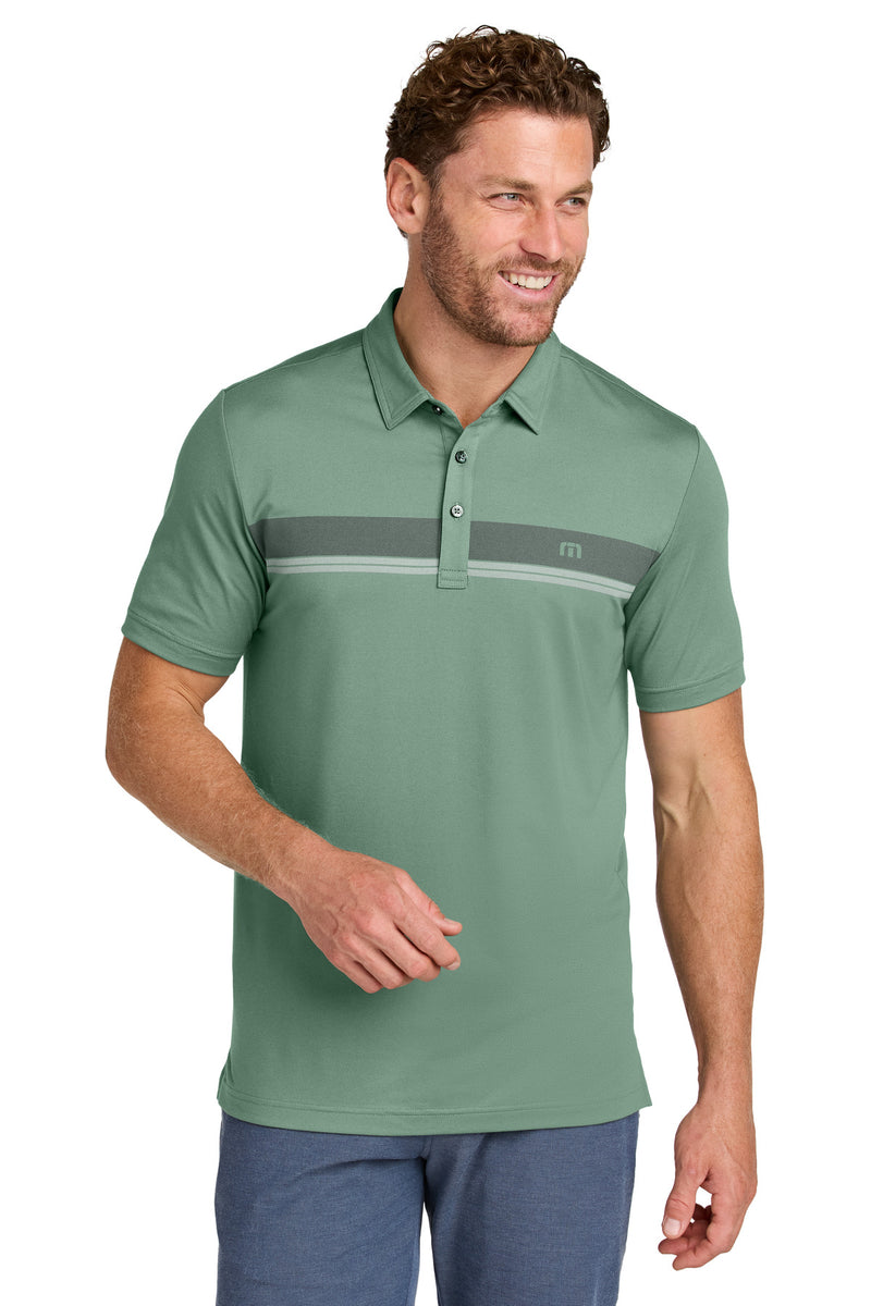 TravisMathew Glenview Stripe Polo - Laurel Green