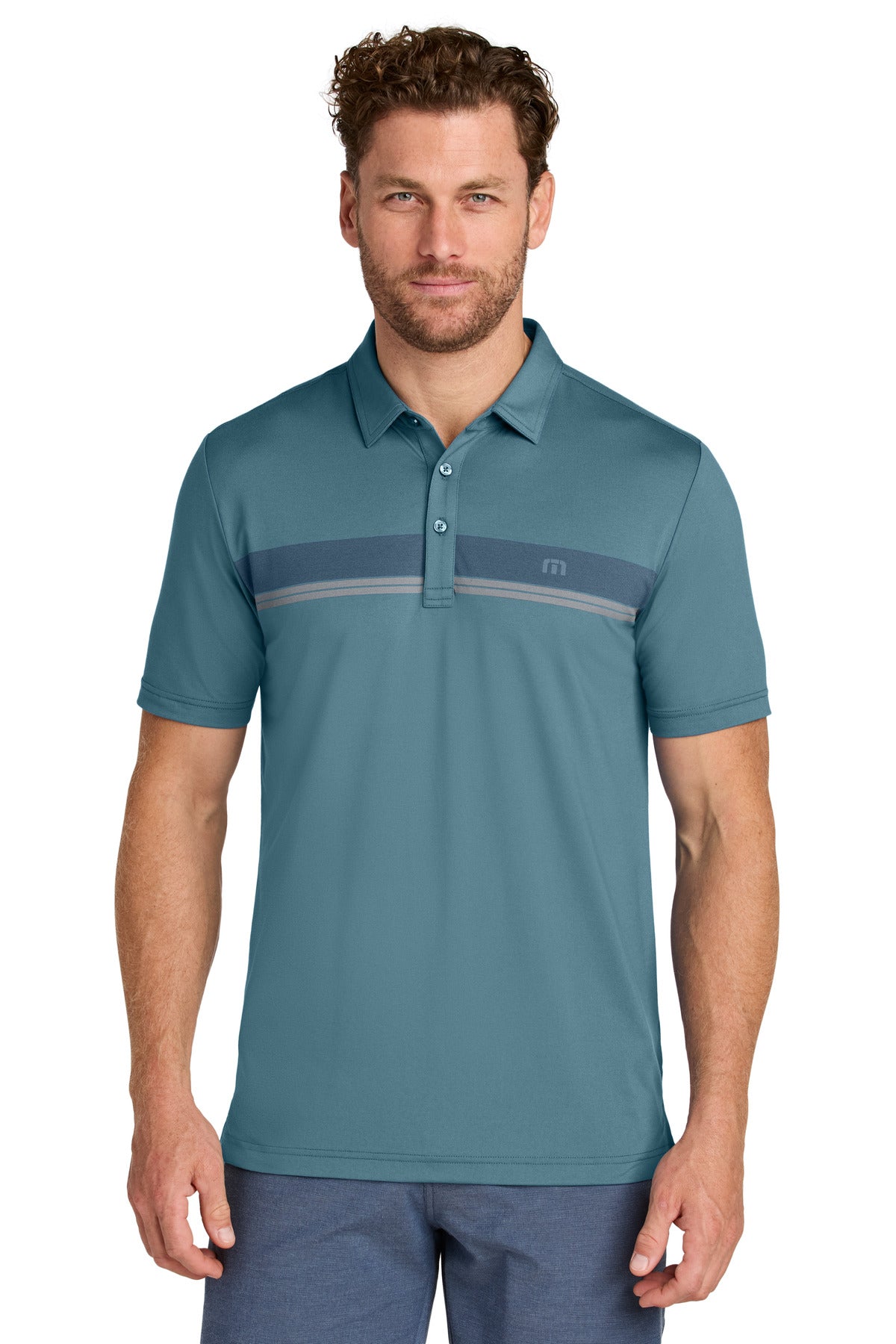 TravisMathew Glenview Stripe Polo - Stellar Blue