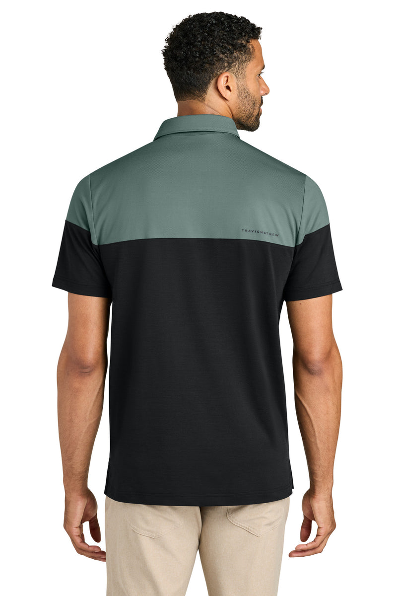 TravisMathew Onward Colorblock Polo - Balsam Green/ Black