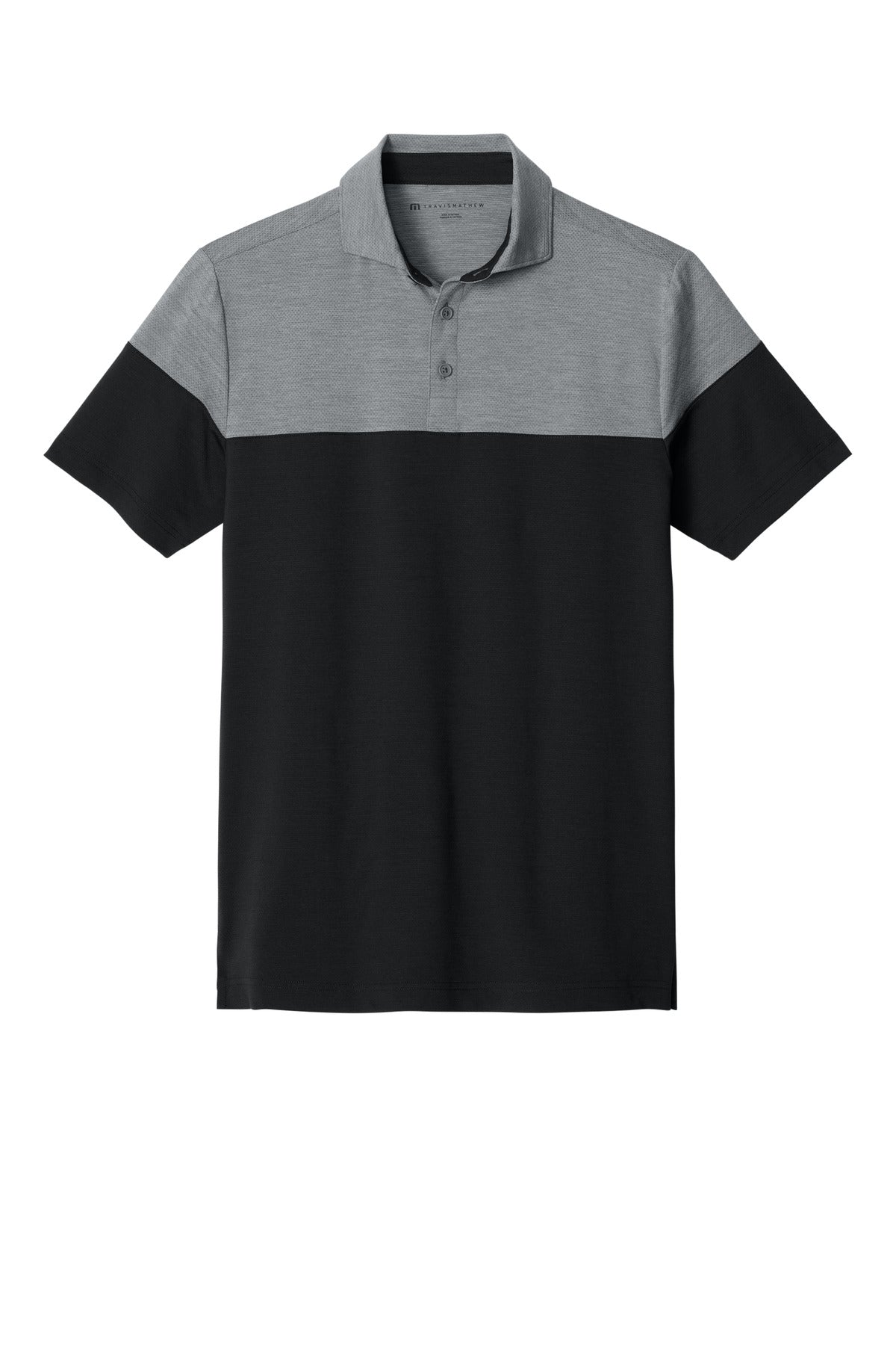 TravisMathew Onward Colorblock Polo - Quiet Shade Grey Heather/ Black