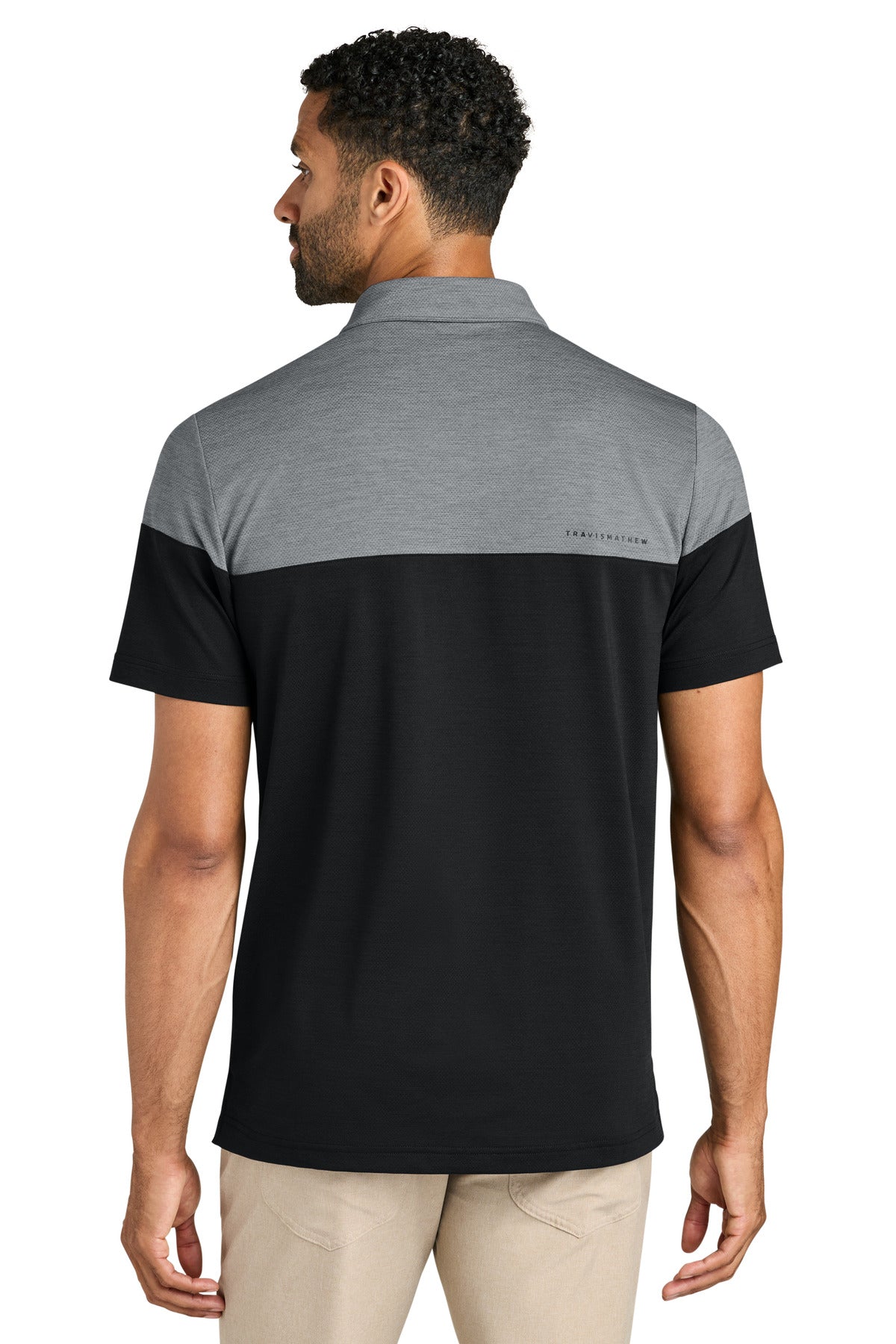TravisMathew Onward Colorblock Polo - Quiet Shade Grey Heather/ Black