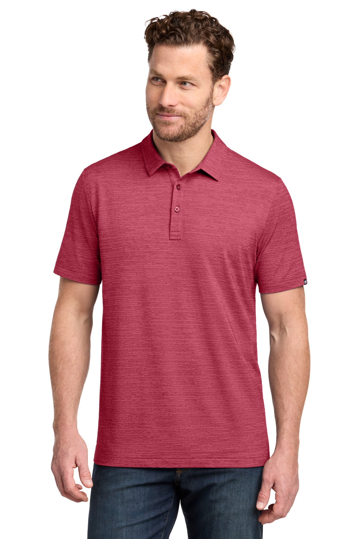 TravisMathew Crestview Polo - Scooter Red Heather
