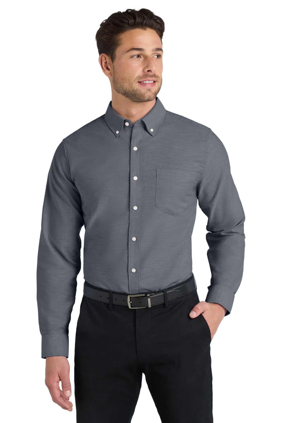 Port Authority Tall SuperPro Oxford Shirt - Black