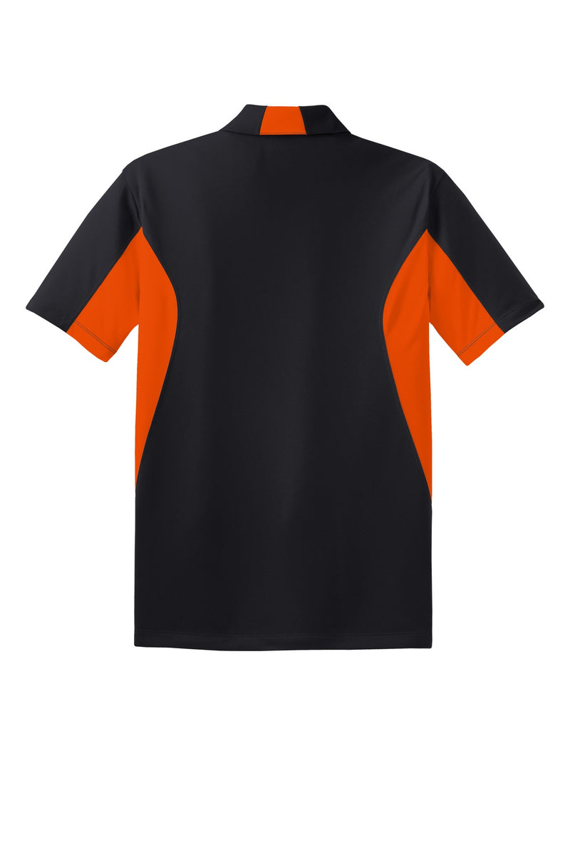 Sport-Tek Tall Side Blocked Micropique Sport-Wick Polo - Black/ Deep Orange