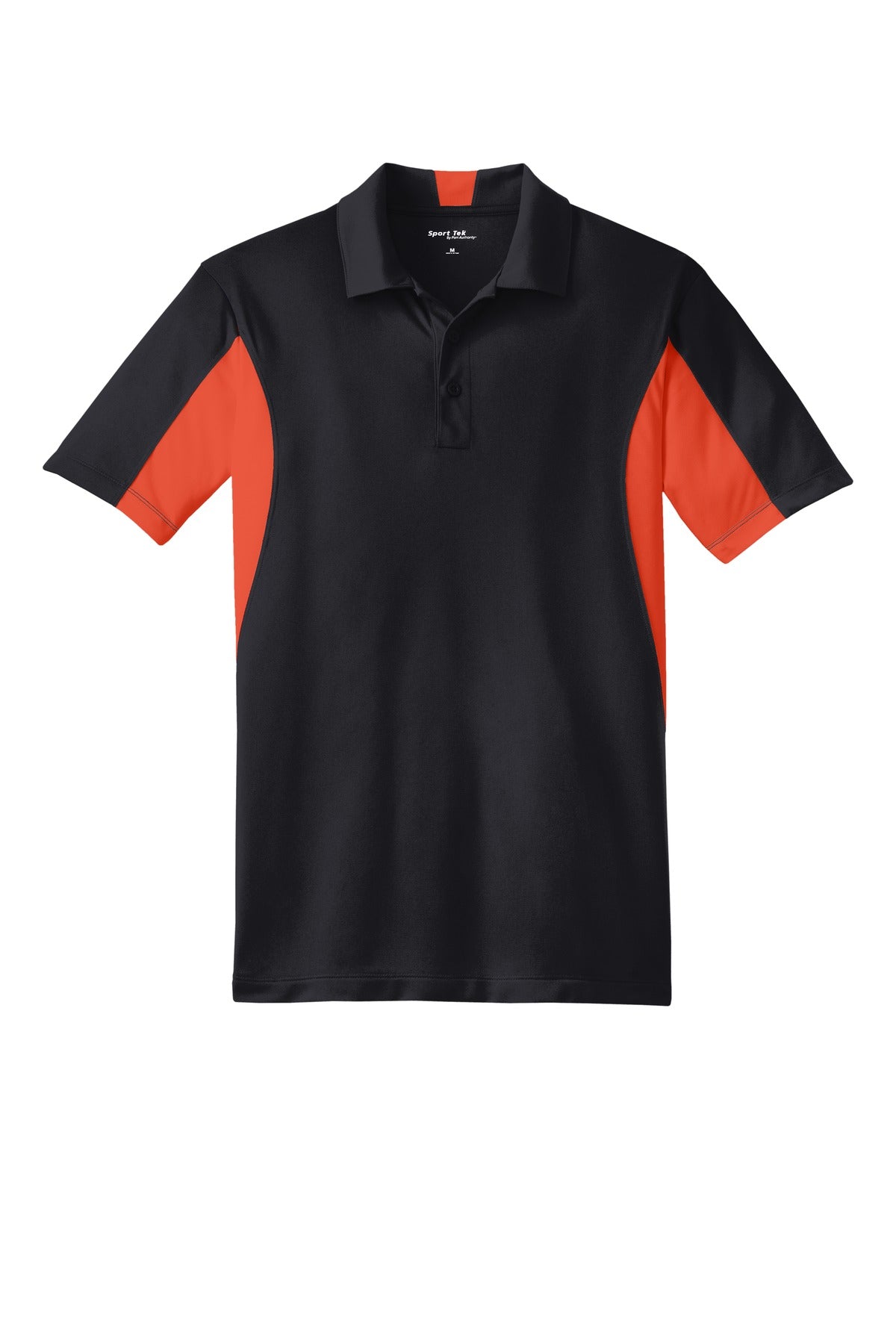 Sport-Tek Tall Side Blocked Micropique Sport-Wick Polo - Black/ Deep Orange