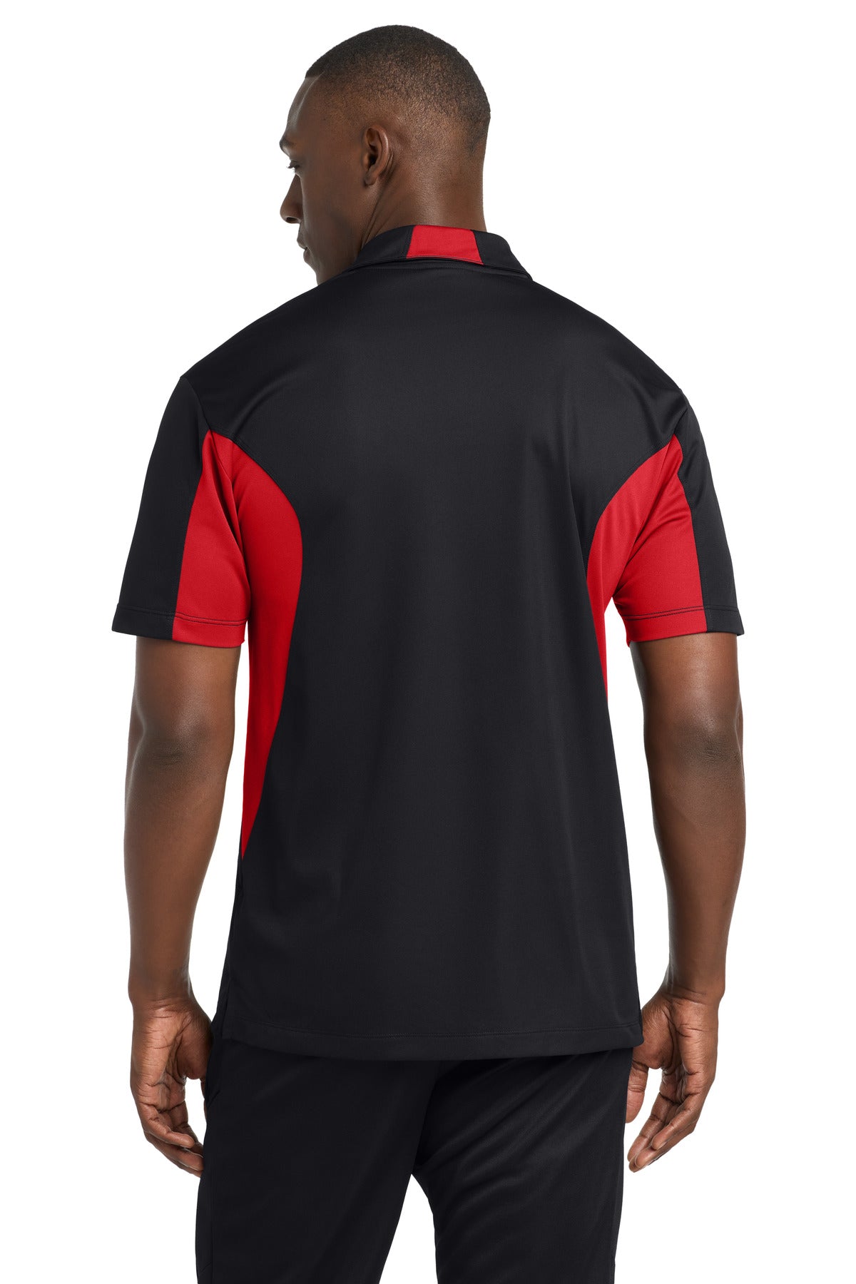 Sport-Tek Tall Side Blocked Micropique Sport-Wick Polo - Black/ True Red