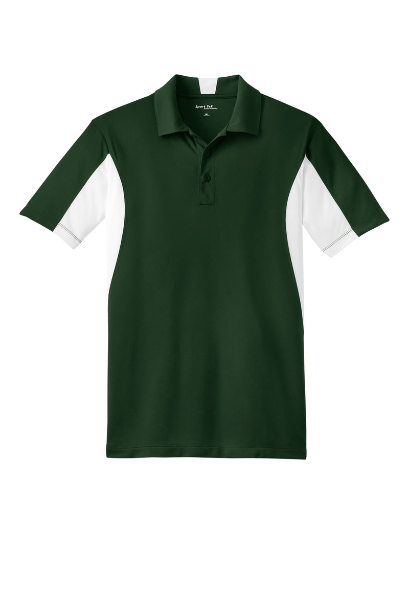Sport-Tek Tall Side Blocked Micropique Sport-Wick Polo - Forest Green/ White