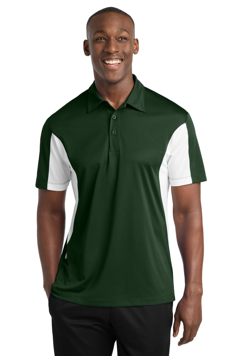 Sport-Tek Tall Side Blocked Micropique Sport-Wick Polo - Forest Green/ White