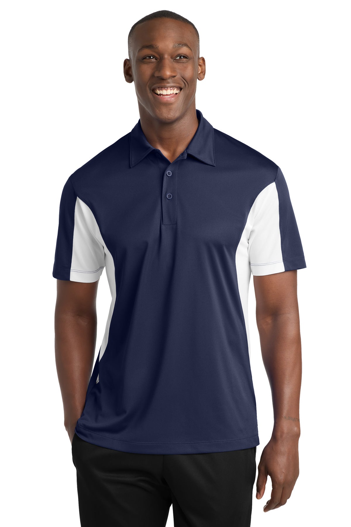 Sport-Tek Tall Side Blocked Micropique Sport-Wick Polo - True Navy/ White